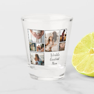 World’s Greatest Mom Family Child 7 Photo Collage Shot Glass