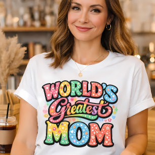 World’s Greatest Mom Retro Floral Typography T-Shirt