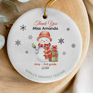 World’s greatest teacher Christmas snowman  Ceramic Ornament