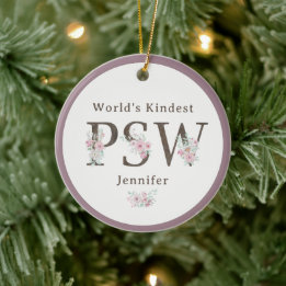 World’s Kindest PSW Floral Christmas Ceramic Ornament