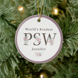 World’s Kindest  PSW Floral Christmas Ceramic Ornament