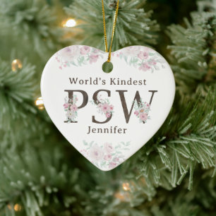 World’s Kindest PSW Floral Christmas Ceramic Ornament