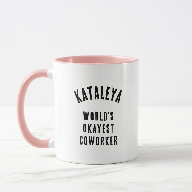 World’s Okayest Coworker Funny Custom Text Mug (Left)
