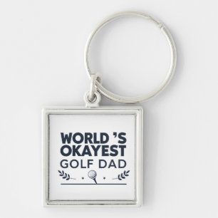 World’s Okayest Golf Dad Vintage Emblem Keychain