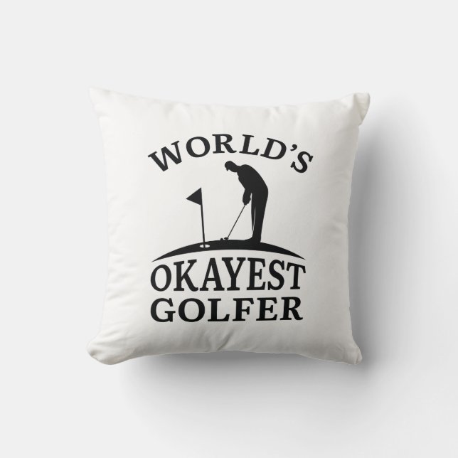 World’s Okayest Golfer Throw Pillow (Front)