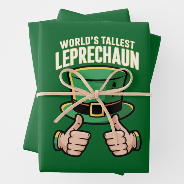 World’s Tallest Leprechaun Funny Irish Humour  Wrapping Paper Sheet (In situ)