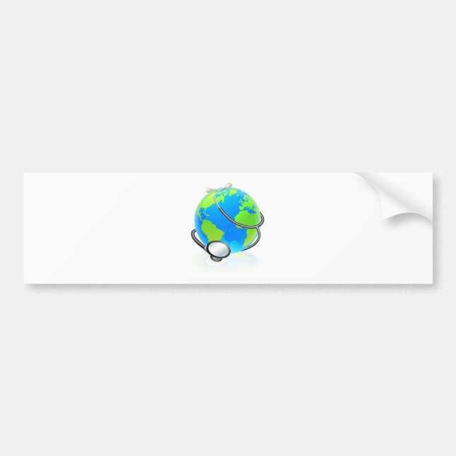 World Stethoscope Earth Globe Health Concept Bumper Sticker (Front)