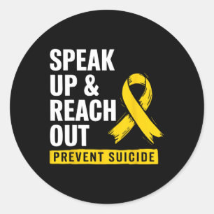 World Suicide Prevention Awareness Day Yellow Ribb Classic Round Sticker