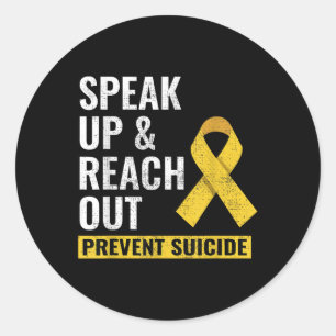 World Suicide Prevention Awareness Day Yellow Ribb Classic Round Sticker