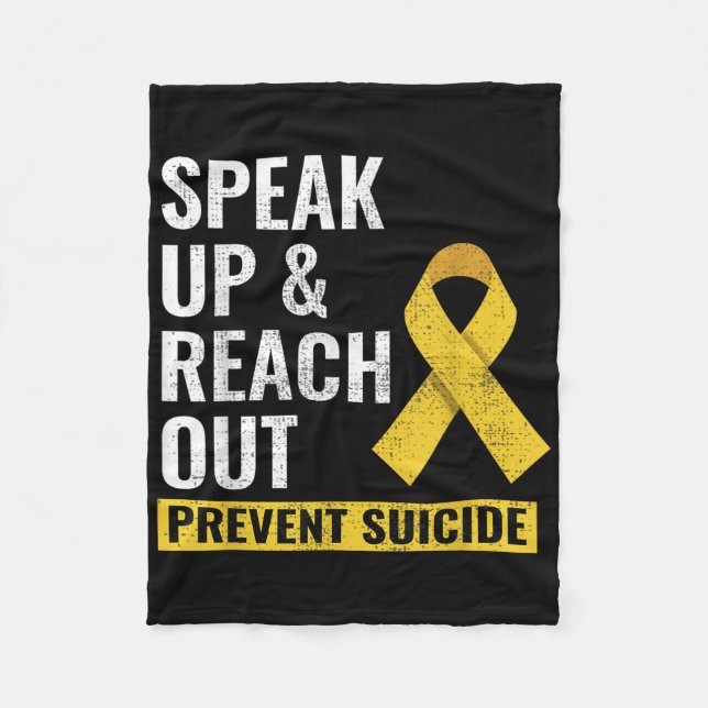 World Suicide Prevention Awareness Day Yellow Ribb Fleece Blanket (Front)