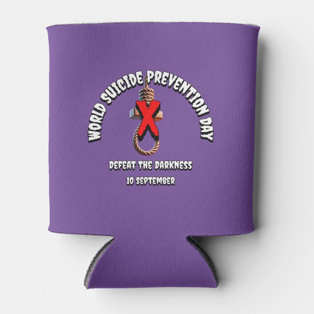 World Suicide Prevention Day. Defeat the Darkness. Can Cooler (Front)