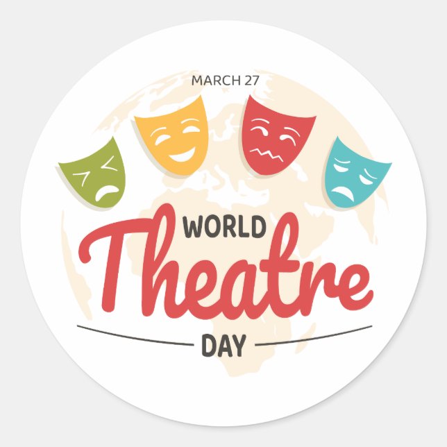 World Theatre Day Classic Round Sticker (Front)