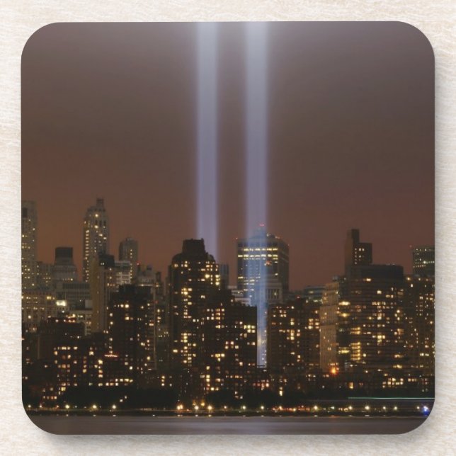World trade centre tribute in light in New York. Coaster (Front)