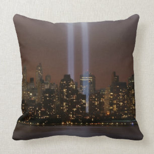 World trade centre tribute in light in New York. Throw Pillow
