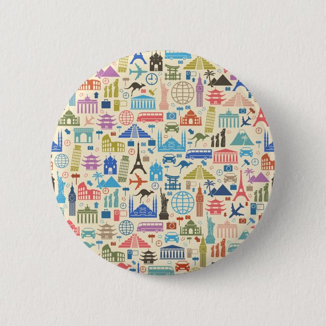 world travel 2 inch round button (Front)