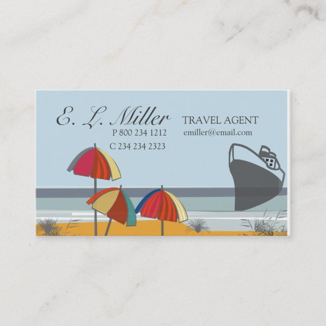 World Travel Agent Vacation Summer Beach Business Card (Front)