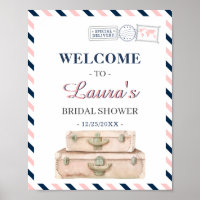 World Travel Airline Bridal Shower Navy Welcome