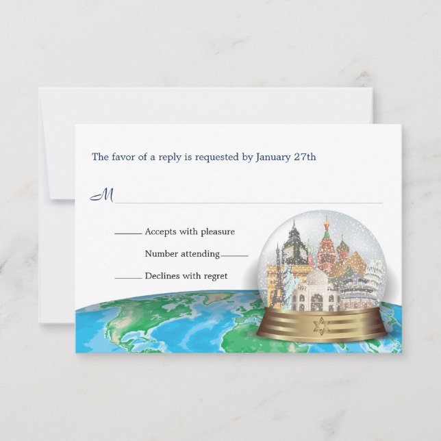 World Travel Bar Bat mitzvah Snow Globe Réponse (Devant)
