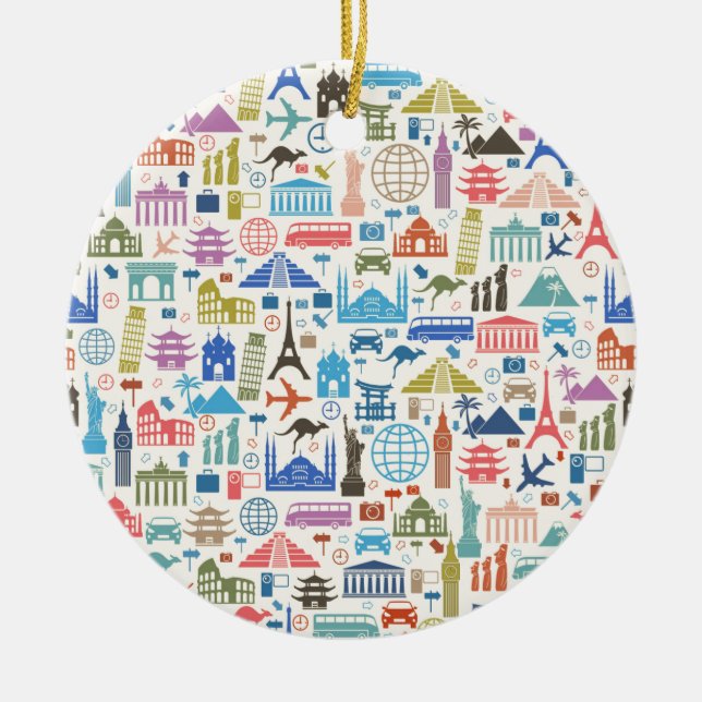 world travel ceramic ornament (Front)