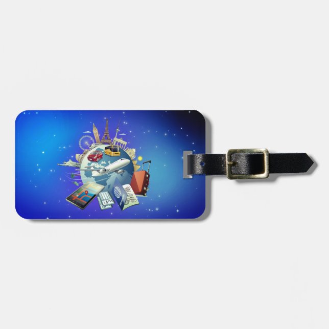 World travel landmarks luggage tag (Front Horizontal)