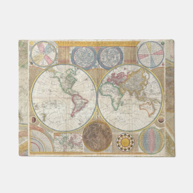 World Travel Map Antique Vintage Doormat (Front)
