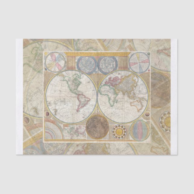 World Travel Map Antique Vintage Tissue Paper (Front)