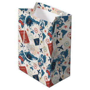 World Travel Map Pattern Medium Gift Bag