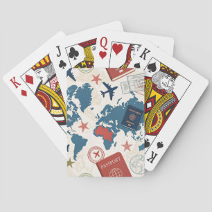 World Travel Map Pattern Playing Cards