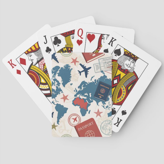 World Travel Map Pattern Playing Cards (Back)