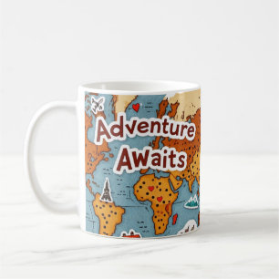 World Travel Map with quote Coffee Mug