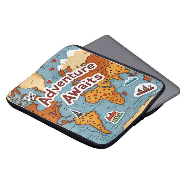 World Travel Map with quote Laptop Sleeve (Front Top)