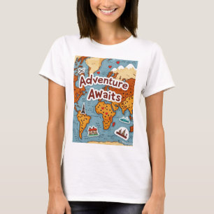 World Travel Map with quote T-Shirt