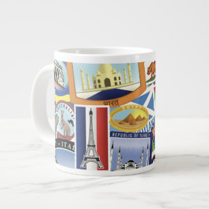 World Travel Pattern Large Coffee Mug
