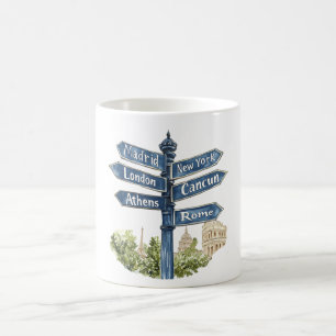World Travel Places Madrid London Athens  Coffee Mug