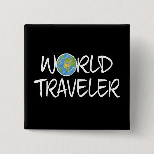 World Traveler 2 Inch Square Button