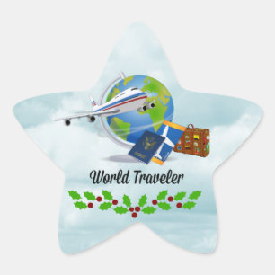 World Traveler Christmas Star Sticker