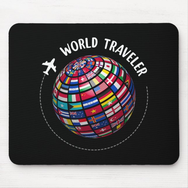 World Traveler Map, World Flags Traveler, Countrie Mouse Pad (Front)