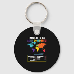 World Traveler Seven Continents Club Glol Map Vaca Keychain