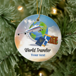World Traveler TEMPLATE Ceramic Ornament