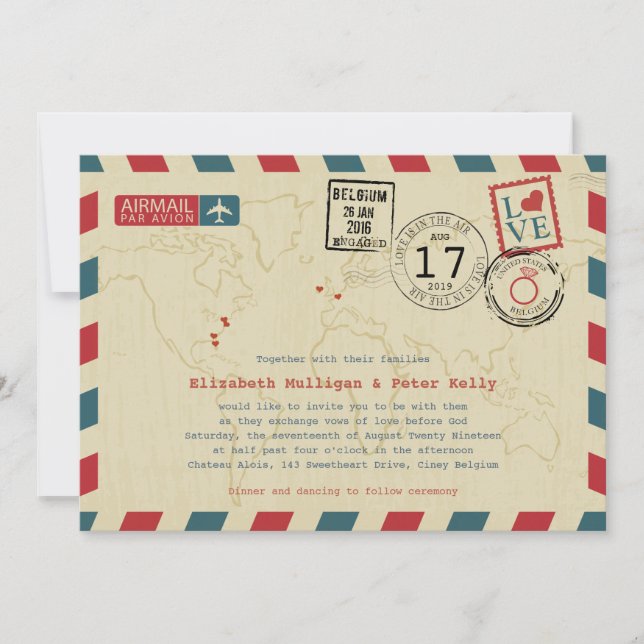 World Traveller Airmail | Wedding Invitation (Front)