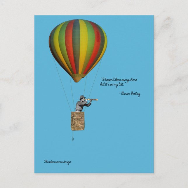 World traveller card with hot air balloon (Front)