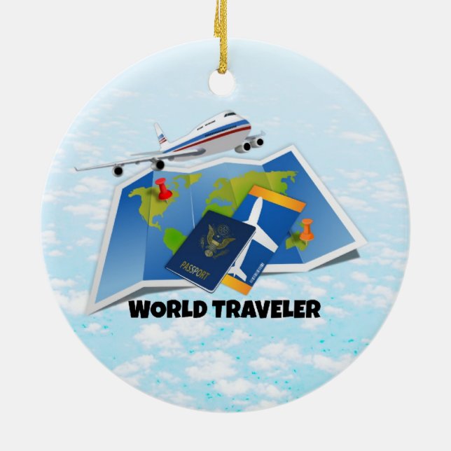 World Traveller Ceramic Ornament (Back)