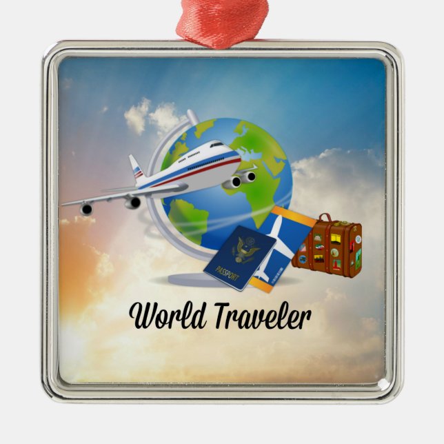 World Traveller - Design #2, Metal Ornament (Front)
