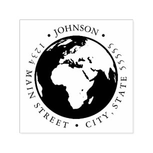 World Traveller Map Return Label Self-inking Stamp