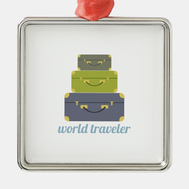 World Traveller Metal Ornament (Front)