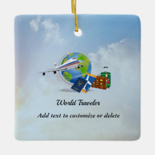 World Traveller, packed and ready to go, Template Ceramic Ornament