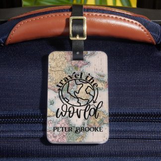 World Traveller Pink Map Personalized  Luggage Tag