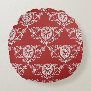 World Traveller Red & White Round Pillow