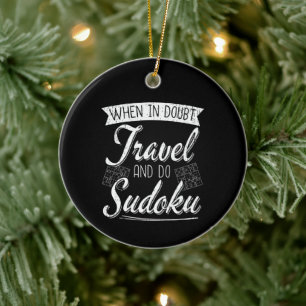 World Traveller Sudoku Puzzle Lover Ceramic Ornament