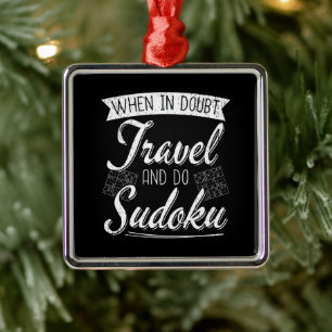 World Traveller Sudoku Puzzle Lover  Metal Ornament